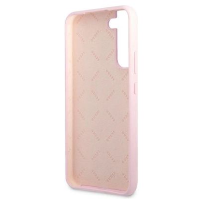 7. Etui Guess Silicone Script Metal Logo na Samsung Galaxy S22+ - lawendowe