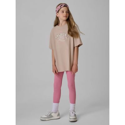 5. T-shirt oversize z nadrukiem dziewczęcy 4F 4FJRAW26TTSHF4242-83S