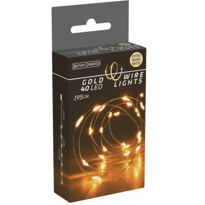 2. LAMPKI DRUCIKI NA BATERIE GIRLANDA 40 LED SUPER CIEPŁY BIAŁY