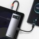11. HUB Baseus Metal Gleam 6w1 USB-C - USB-C PD 100W 1x HDMI 4K 30Hz 3x USB-A 3.2 1x RJ45 - szary