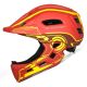 3. Kask rowerowy fullface dziecięcy Wozinsky z tylną lampką USB 52-56 cm - czerwono-żółty