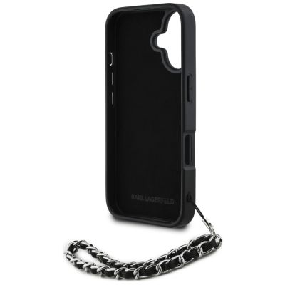 6. Etui Karl Lagerfeld Saffiano Crystals w/Chain na iPhone 16 - czarne