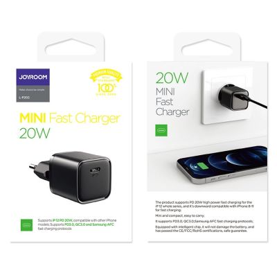 5. Joyroom szybka ładowarka sieciowa USB Typ C 20W Power Delivery Quick Charge 3.0 AFC czarna (L-P202)