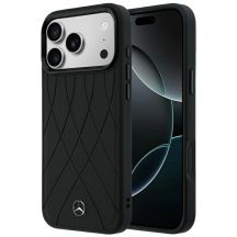 Etui Mercedes Leather Crossed Lines MagSafe na iPhone 17 Pro Max / 18 Pro Max - czarne
