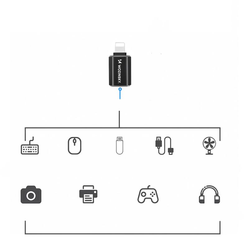 8. Adapter Wozinsky WALA-01 Lightning - USB-A OTG - czarny