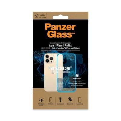 6. Etui PanzerGlass ClearCase antybakteryjne z certyfikatem Military Grade na iPhone 13 Pro Max - przezroczysto-niebieskie