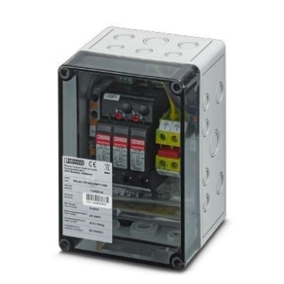 Skrzynka z ogranicznikami przepięć dla 1 MPPT / Phoenix-Contact / 1000DC / 1MPP-SPD-S / box 1 MPPT / 1182566 / Ogranicznik przepięć typ T1/T2 w szczelnej (IP65) obudowie z wyprowadzonymi przepustami (dławnicami)