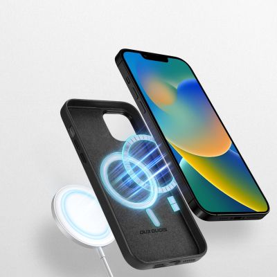 3. Dux Ducis Grit skórzane etui do iPhone 14 Plus elegancki pokrowiec ze sztucznej skóry (kompatybilne z MagSafe) czarny
