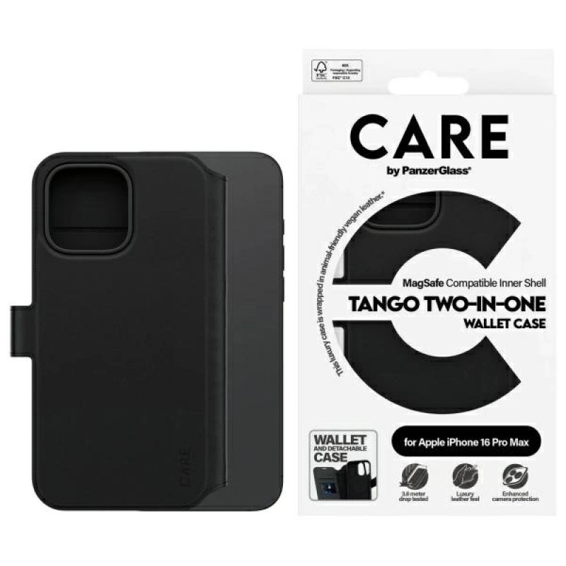 Etui CARE by PanzerGlass Feature Tango 2in1 Wallet MagSafe na iPhone 16 Pro Max - czarne
