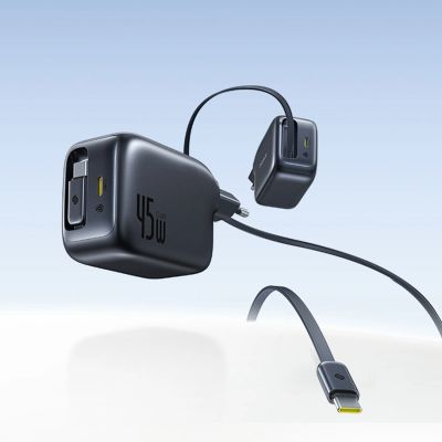 5. Ładowarka sieciowa Baseus EnerCore CJ11 45W z portem USB-C i ze zwijanym kablem USB-C - czarna