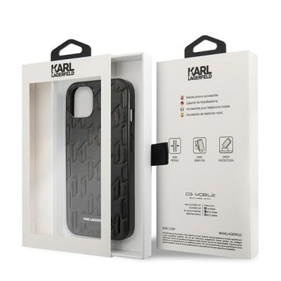 7. Etui Karl Lagerfeld Monogram Plaque na iPhone 13 mini - czarne