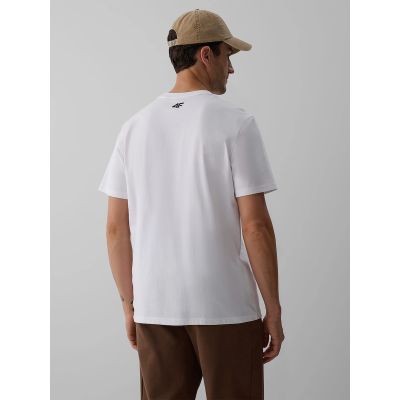 2. T-shirt regular z nadrukiem męski 4F 4FKAW26TTSHM4473-11S