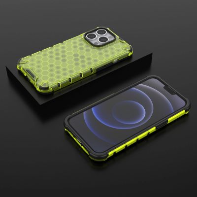 13. Honeycomb etui pancerny pokrowiec z żelową ramką iPhone 13 Pro zielony