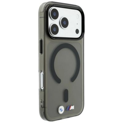 4. Etui BMW M IML Frosted Metal Logo & Trims MagSafe na iPhone 18 Pro / 17 Pro - czarne