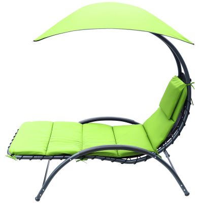 17. LEŻAK FOTEL Z PARASOLEM BERGAMO 200x125x180CM LIMONKA