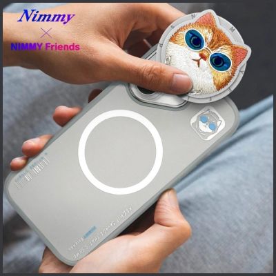 16. Etui Nimmy Glasses Cool Cat MagSafe na iPhone 16 - szare