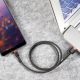 12. Baseus Cafule Cable wytrzymały nylonowy kabel przewód USB / USB-C QC3.0 2A 3M czarno-czerwony (CATKLF-U91)