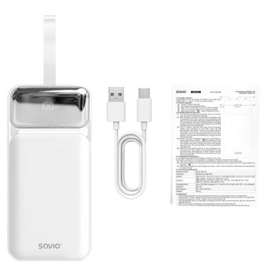 5. Powerbank SAVIO BA-15 50000 mAh, biały
