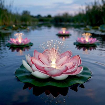 14. LAMPA SOLARNA LILIA WODNA 17CM RÓŻOWA