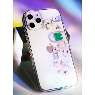 11. Kingxbar Lucky Series etui ozdobione oryginalnymi Kryształami Swarovskiego iPhone 12 mini przezroczysty (Clover)
