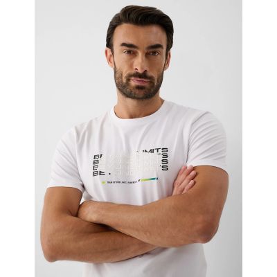 3. T-shirt slim z nadrukiem męski 4F 4FRAW26TTSHM4666-10S