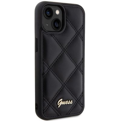 4. Etui Guess Quilted Metal Logo na iPhone 15 - czarne