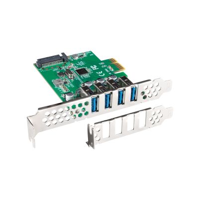 4. LANBERG KARTA PCI-E X1 -> 4X USB-A 3.1 GEN1 ŚLEDŹ LOW PROFILE PCE-US3-004