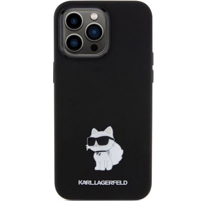 3. Etui Karl Lagerfeld Silicone Choupette Metal Pin na iPhone 15 Pro - czarne
