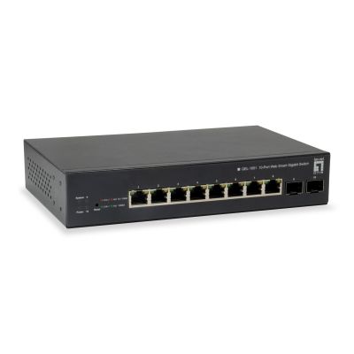 7. Przełącznik LevelOne GEP-1051 - Inteligentny - 8 x 10/100/1000 (PoE+) + 2 x Gigabit SFP - Biurko, Montaż w szafie - PoE+ (70W)