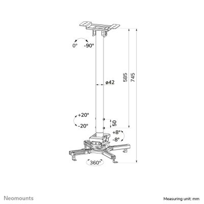 16. Neomounts CL25-550WH1 uchwyt do montażu projektora Sufit Biały
