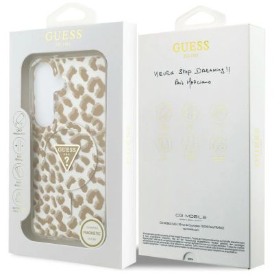 8. Etui Guess IML Leopard Print Triangle MagSafe na Samsung Galaxy S26 - brązowe