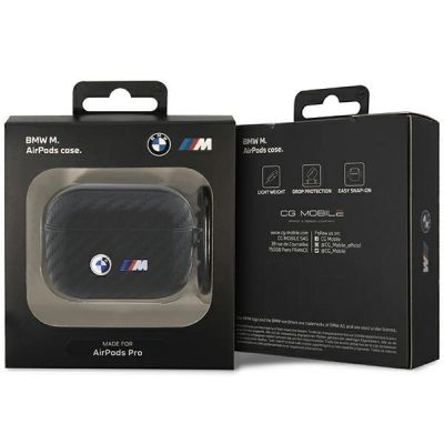 3. Etui BMW Carbon Double Metal Logo na AirPods Pro - czarne