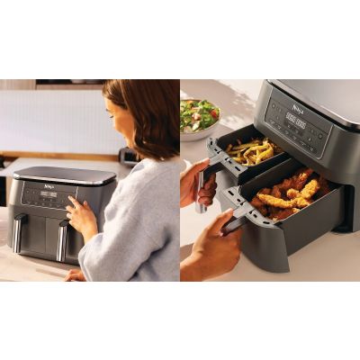 10. Ninja DZ300EU frytkownica Podwójny 7,6 l Autonomiczny 2470 W Frytkownica na gorące powietrze Szary