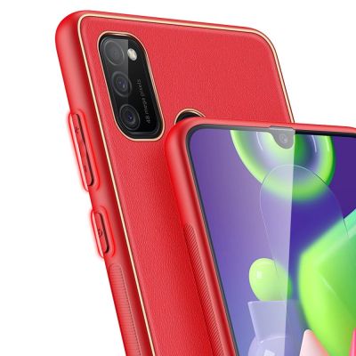 7. Dux Ducis Yolo eleganckie etui pokrowiec ze skóry ekologicznej Samsung Galaxy M30s czerwony