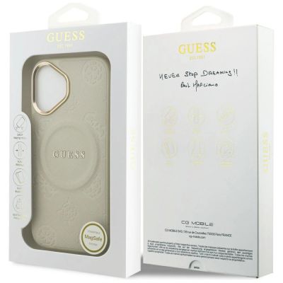 8. Etui Guess Peony Hot Stamp MagSafe na iPhone 17 - beżowe