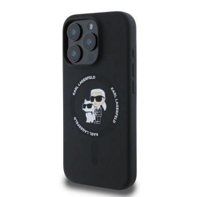 3. Etui Karl Lagerfeld Silicone Karl&Choupette Heads Ring MagSafe na iPhone 16 Pro Max - czarne