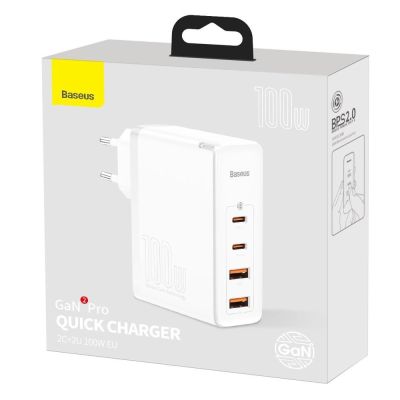 5. Baseus GaN2 Pro szybka ładowarka sieciowa 100W USB / USB Typ C Quick Charge 4+ Power Delivery biały (CCGAN2P-L02)