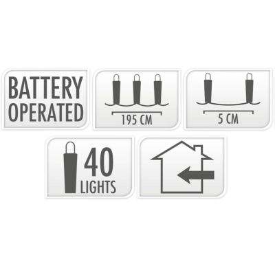 3. LAMPKI DRUCIKI NA BATERIE GIRLANDA 40 LED SUPER CIEPŁY BIAŁY
