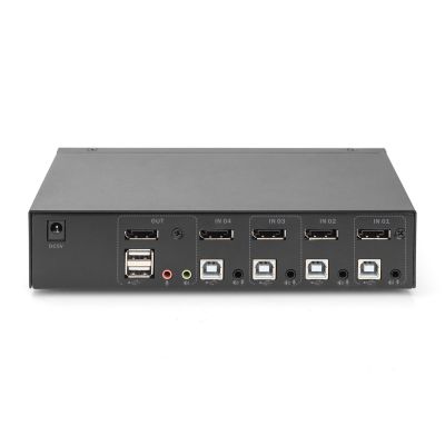 6. Przełącznik KVM, 4 portowy, 4K 60Hz, 4xDP IN, 1xDP OUT, 2xUSB A, 2x Audio IN&OUT