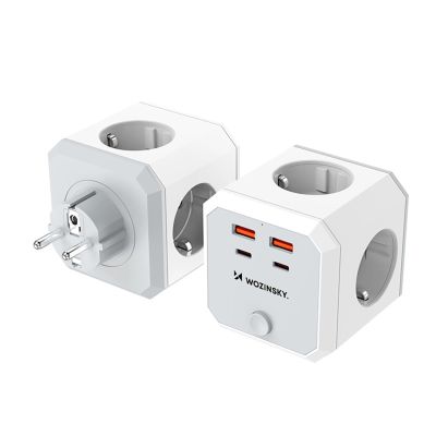 2. Kostka zasilająca Wozinsky WKZ-4B 3x AC 2x USB-A 2x USB-C PD 20 W 4000 W - biała