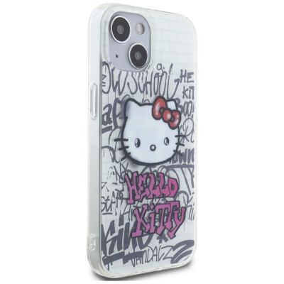 4. Etui Hello Kitty IML Kitty On Bricks Graffiti na iPhone 15 - białe