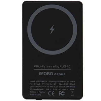 5. Powerbank Audi Big Logo MagSafe indukcyjny 15W 5000mAh - szary