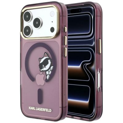 Etui Karl Lagerfeld Peekaboo Logo MagSafe na iPhone 18 Pro / 17 Pro - burgundowe
