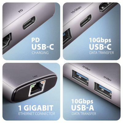 3. Axagon HMC-6G2L stacja dokująca Przewodowa USB 3.2 Gen 2 (3.1 Gen 2) Type-C Aluminium