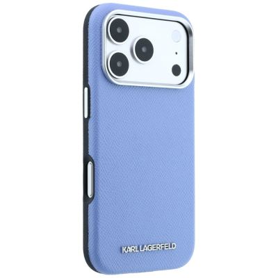 4. Etui Karl Lagerfeld Grained Elongated Logo MagSafe na iPhone 17 Pro Max / 18 Pro Max - niebieskie