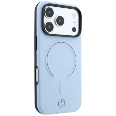 4. Etui Mercedes Leather 3D MagSafe na iPhone 18 Pro / 17 Pro - niebieskie