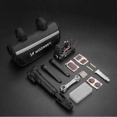 3. Zestaw narzędzi Wozinsky WMZ-01N multitool rowerowy 16w1 pompka klucze zestaw do dętek - czarny
