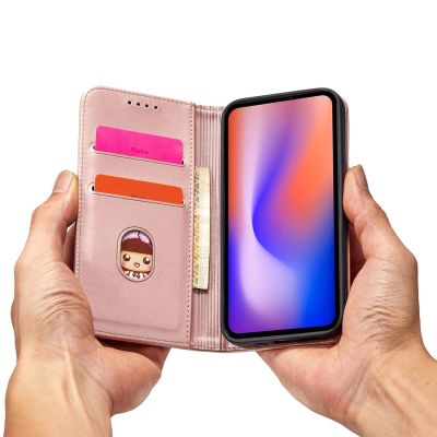 13. Magnet Card Case etui do iPhone 12 Pro Max pokrowiec portfel na karty kartę podstawka różowy