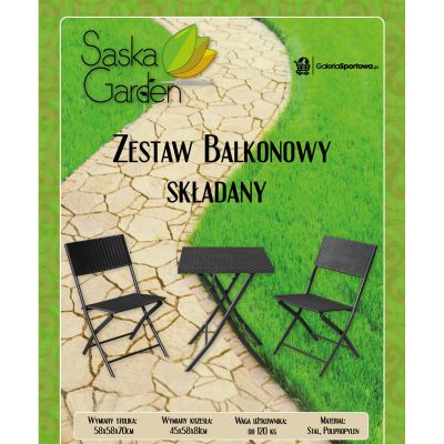 6. ZESTAW MEBLI BALKONOWYCH STÓŁ 58X58X70CM I 2 KRZESŁA CZARNY