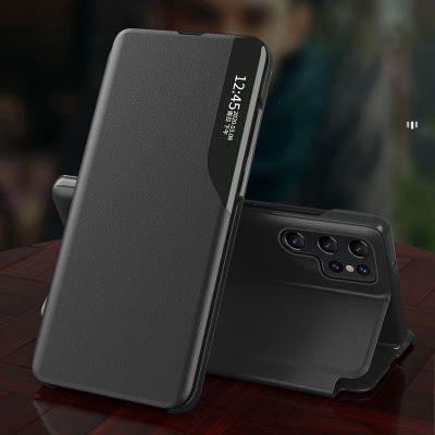 3. Eco Leather View Case etui do Samsung Galaxy S24 FE z klapką i podstawką - czarne